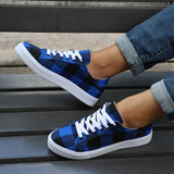 Plaid Flat Sneakers Lace-up Printed Walking Shoes
