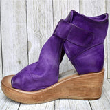 Women's Toe Peep Wedge Sandals Fish Mouth Solid Color Sandals