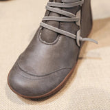 Women's Round Toe Solid Color Keep Warm Ankle Boots