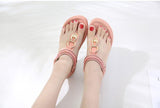 Women's Sandals Beach Seaside Metal Rhinestone Flat Shoes