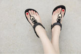 Women's Sandals Beach Seaside Metal Rhinestone Flat Shoes