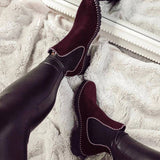 Women's Round Toe Beaded Chunky Ankle Boots