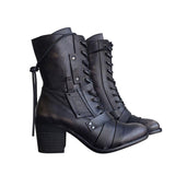 Women's Retro Comfy Chunky-heel Lace-up Boots