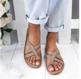Women's Summer Open Toe PU Leather Comfy Sandals