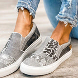 Women's Snake Printed Slid-on Canvas Sneakers