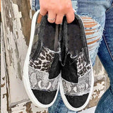 Women's Snake Printed Slid-on Canvas Sneakers