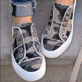 Women's Round Toe Camouflage Canvas Casual Sneakers