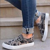 Women's Round Toe Camouflage Canvas Casual Sneakers