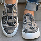 Women's Round Toe Camouflage Canvas Casual Sneakers