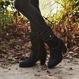 Women's Denim Fabric Mid-Calf High Heel Boots