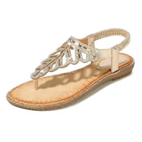 Bohemian Leaf Rhinestone Flip Flops Women's Beach Sandals