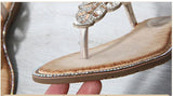 Bohemian Leaf Rhinestone Flip Flops Women's Beach Sandals