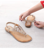 Bohemian Leaf Rhinestone Flip Flops Women's Beach Sandals