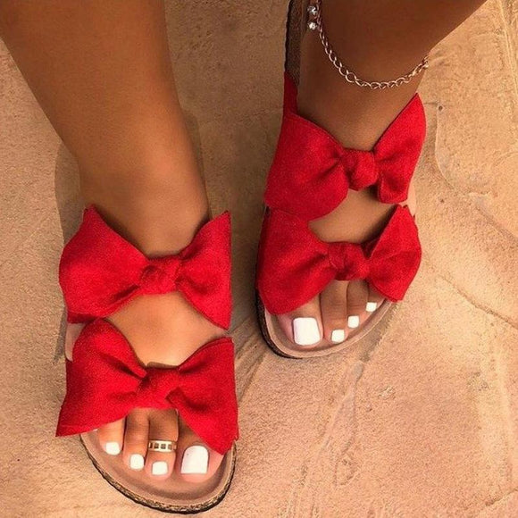 Women's Double Bowknot Print Stylish Slippers