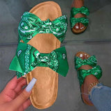 Women's Double Bowknot Print Stylish Slippers