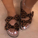 Women's Double Bowknot Print Stylish Slippers