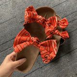 Women's Double Bowknot Print Stylish Slippers