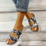 Women's Printed Style Buckle Casual Flat Slippers