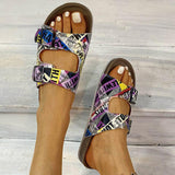 Women's Printed Style Buckle Casual Flat Slippers