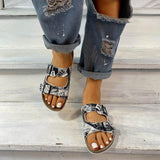 Women's Printed Style Buckle Casual Flat Slippers
