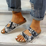 Women's Printed Style Buckle Casual Flat Slippers