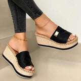 Women's Solid Color Wedge Heel Sandals