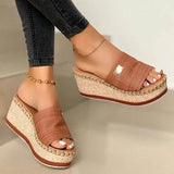 Women's Solid Color Wedge Heel Sandals