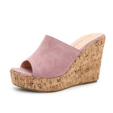 Women's Sandals Solid Color Fish Mouth Wedge High Heel