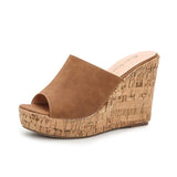 Women's Sandals Solid Color Fish Mouth Wedge High Heel