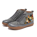 Cat Printing Flat Ankle Boots