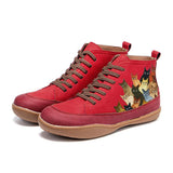 Cat Printing Flat Ankle Boots