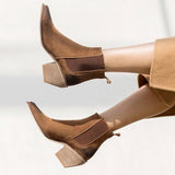 Women’s Suede Retro Ankle Boots High Heel