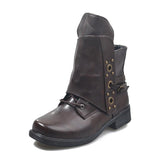 Women's Retro Square Head Leather Boots