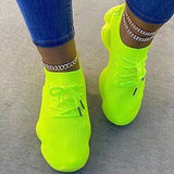 Breathable Elastic Cuff Lace-up Casual Sneakers