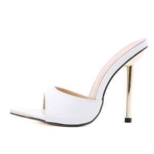 Women Slippers Snake Print High Heels Sandals