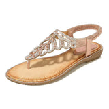 Bohemian Leaf Rhinestone Flip Flops Women's Beach Sandals