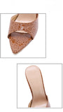 Women Slippers Snake Print High Heels Sandals
