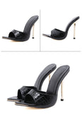 Women Slippers Snake Print High Heels Sandals