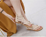 Summer Women's Fashion Zipper Solid Color Roman Sandals