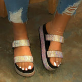 Women Casual Rhinestone Platform Heel Sandals