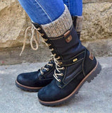 Women's Cozy Vintage Leather Mid-Calf Boots