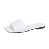Fashion Women's PU Solid Color Flat Sandals Slippers