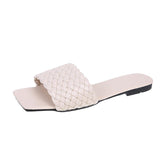 Fashion Women's PU Solid Color Flat Sandals Slippers