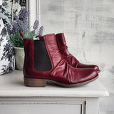 Women's Retro Chelsea Boot Comfy Low Heel Leather Booties