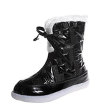 Women's Plain Lace-Up Round Toe Flat Snow Boots