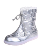Women's Plain Lace-Up Round Toe Flat Snow Boots