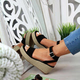 Roman Buckle Platform Dress Sandals