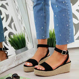 Roman Buckle Platform Dress Sandals