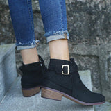 Side-Zipper Chunky Heel Boots