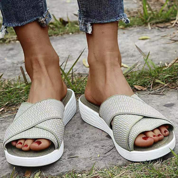 Summer Beach Slope With Cross Women Sandals